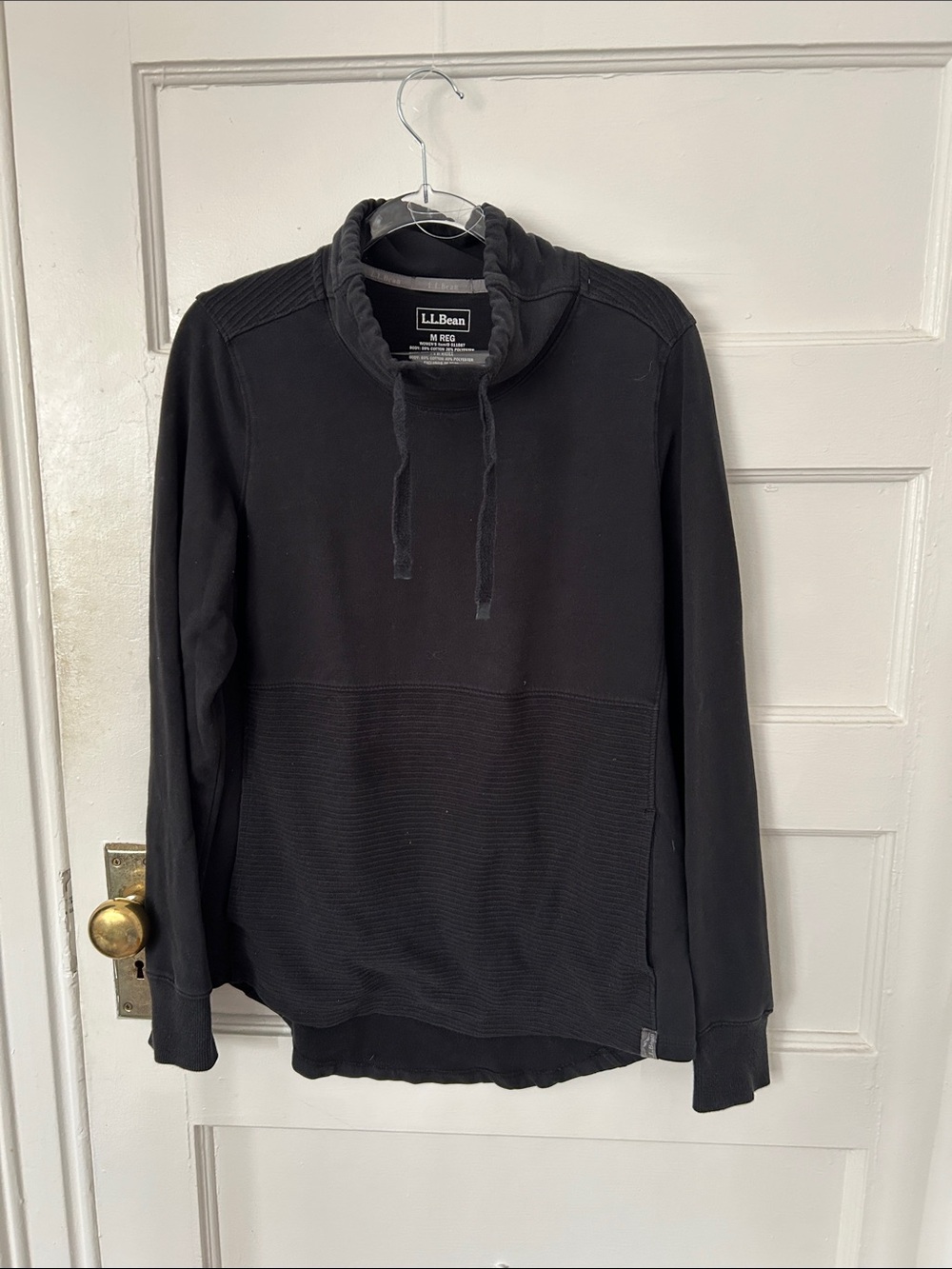 Women's L.L.Bean Funnel-neck Mixed-Knit Pullover, Women's medium, black
